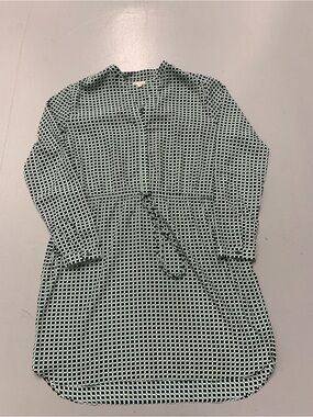Gap Black & White Geometric Tie Blouse - Size XL